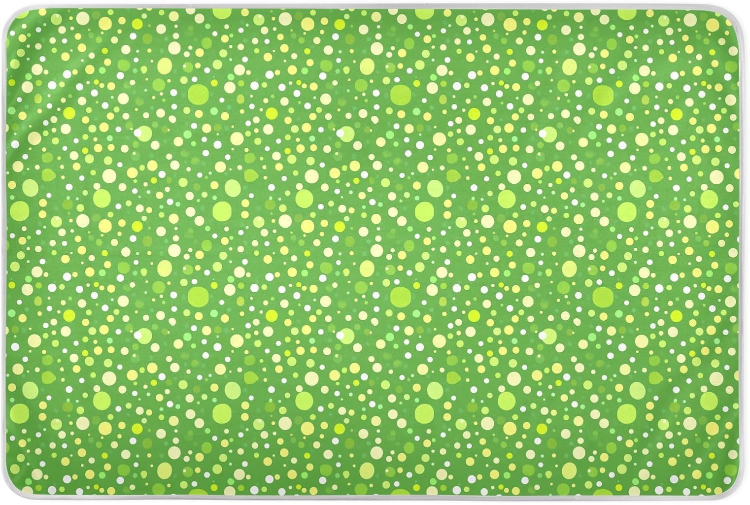 Modern Rounds Dots Green Extra Large Resuable Toddler Mattress Pads Water Resistant Baby Pee Pads Skin-Friendly Cradle Mattress for Baby Boys Girls , 52" L x 34" W