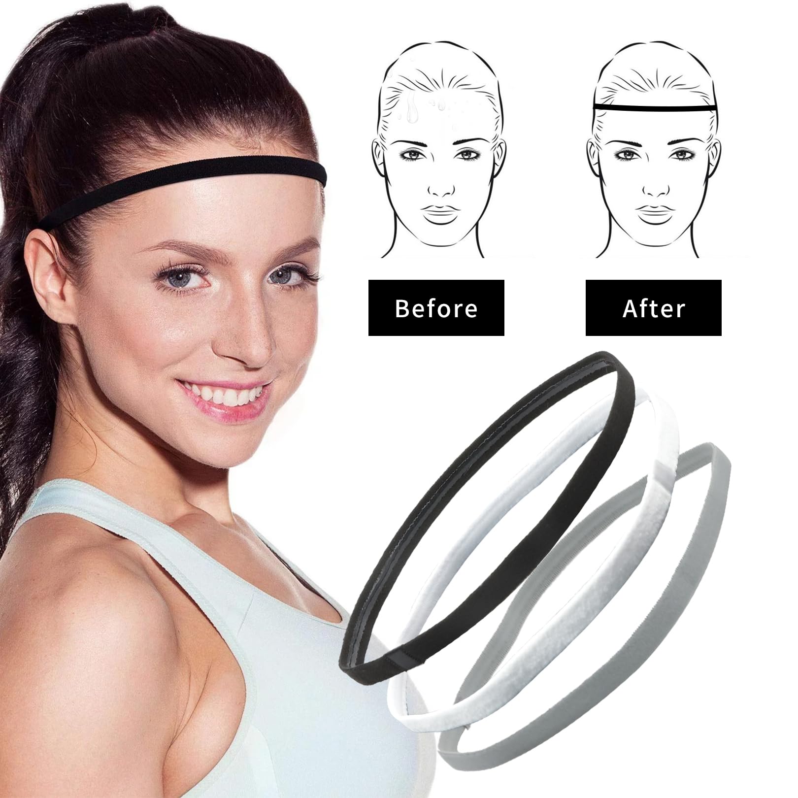 1 Pièce Femme Serre-Tête Large Antidérapant Doux Élastique Bandeau Pour