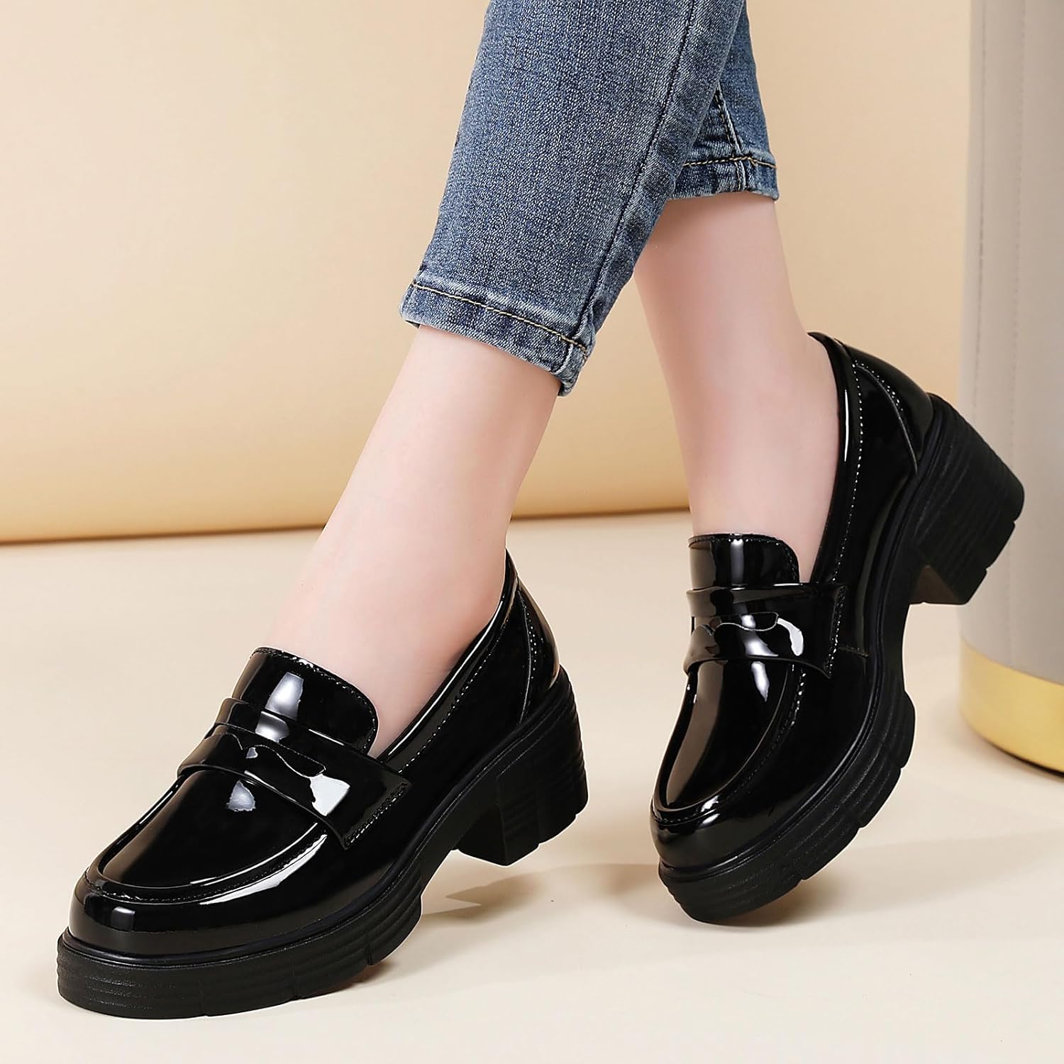 TKKAE Loafers for Women Women's Penny Platform Chunky Loafers Slip-Ons Comfortable Business Casual Dress Office Work Shoes for Ladies - Image 7