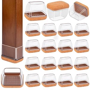 16 Pcs Rectangle Chair Leg Floor Protectors Silicone Chair Leg Protectors for Hardwood Floors High Elastic Chair Leg