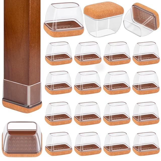 32 Pcs Rectangle Chair Leg Floor Protectors Silicone Chair Leg Protectors for Hardwood Floors High Elastic Chair Leg