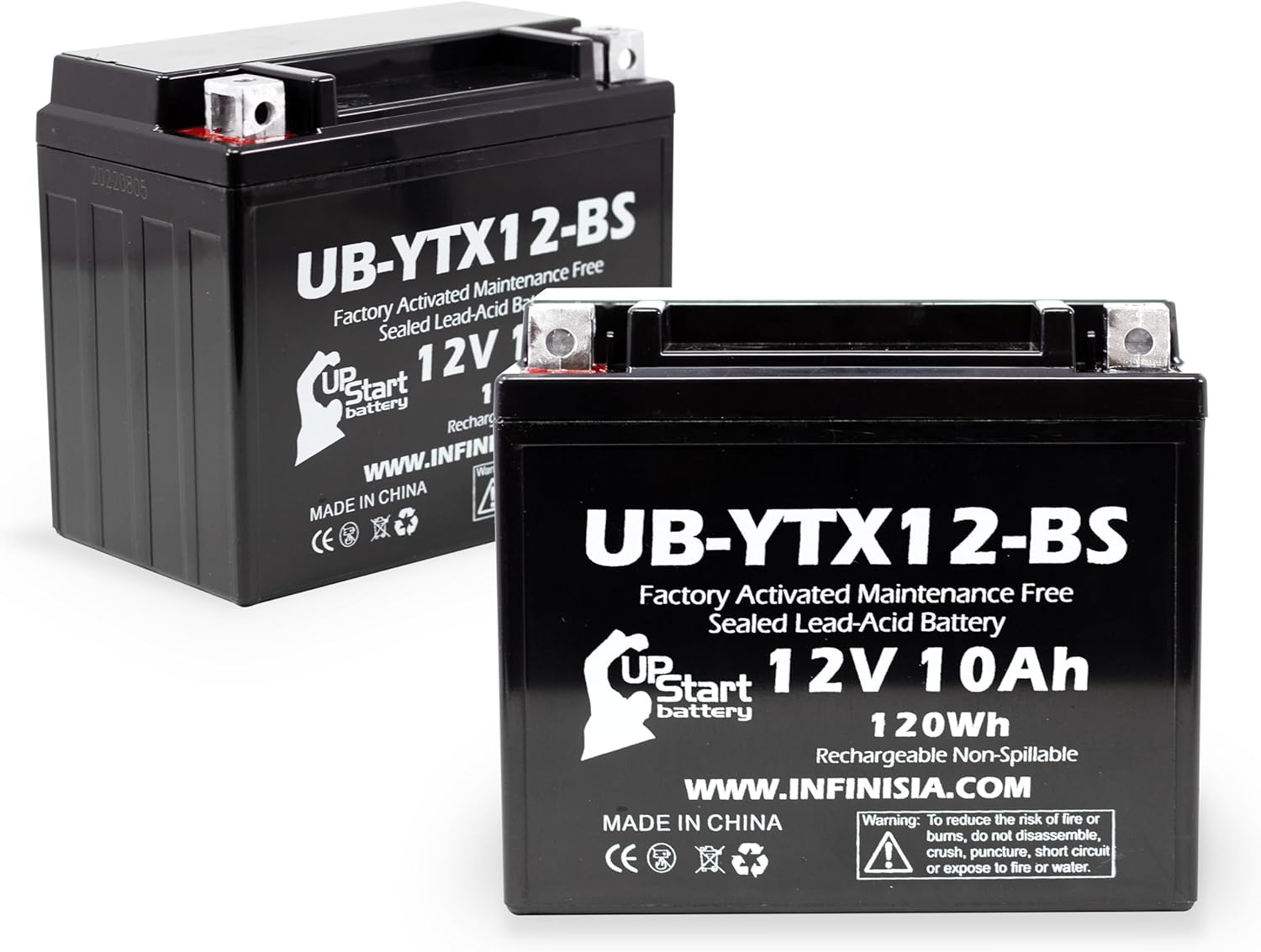 2-Pack Replacement for 2012 Suzuki GSX1300R, Z Hayabusa 1300 CC Factory Activated, Maintenance Free, Motorcycle Battery - 12V, 10Ah, UB-YTX12-BS