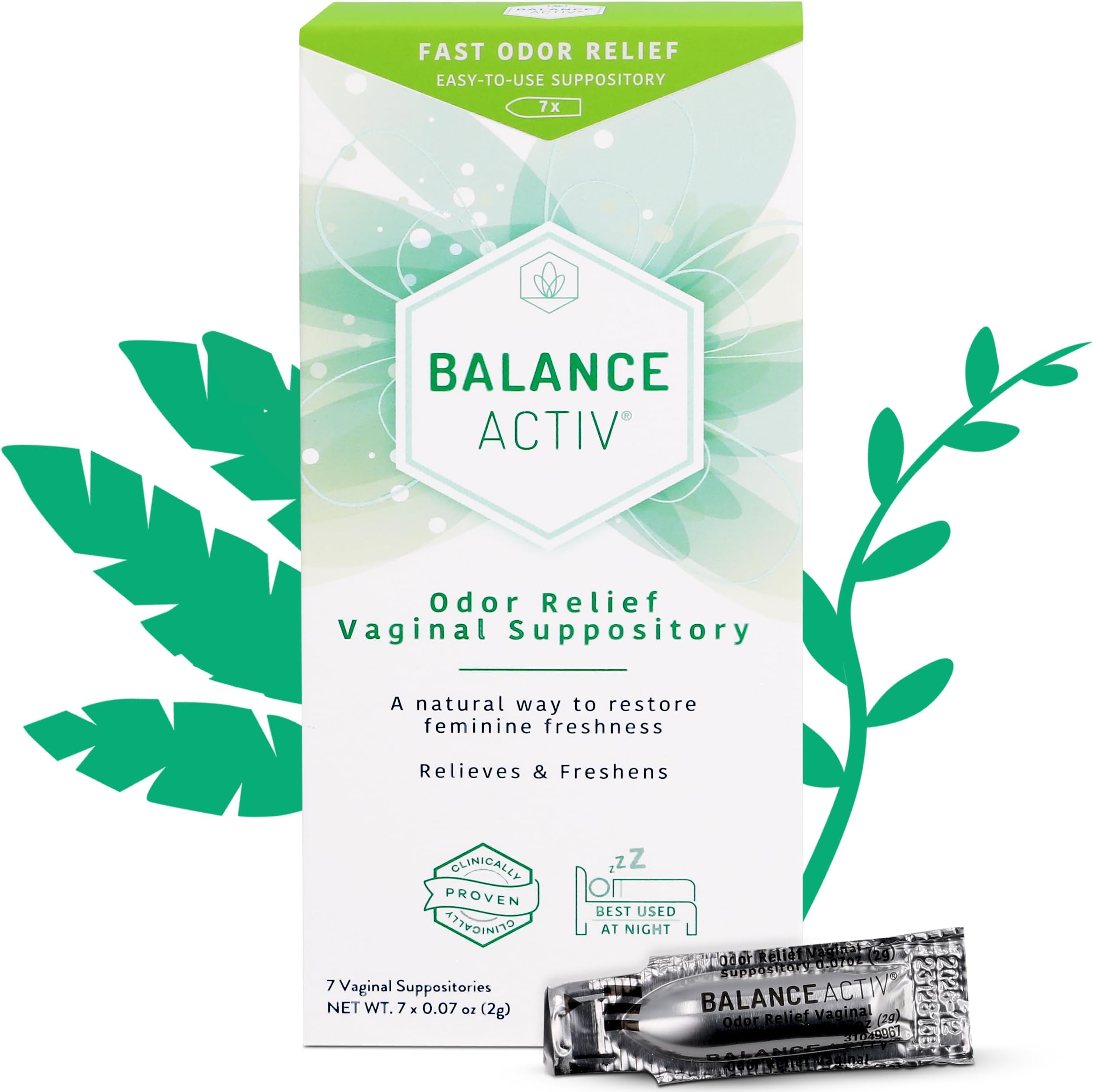 Odor Relief Vaginal Suppository for Women | Works Naturally to Rapidly Relieve Unpleasant Odor and Restore Feminine Freshness