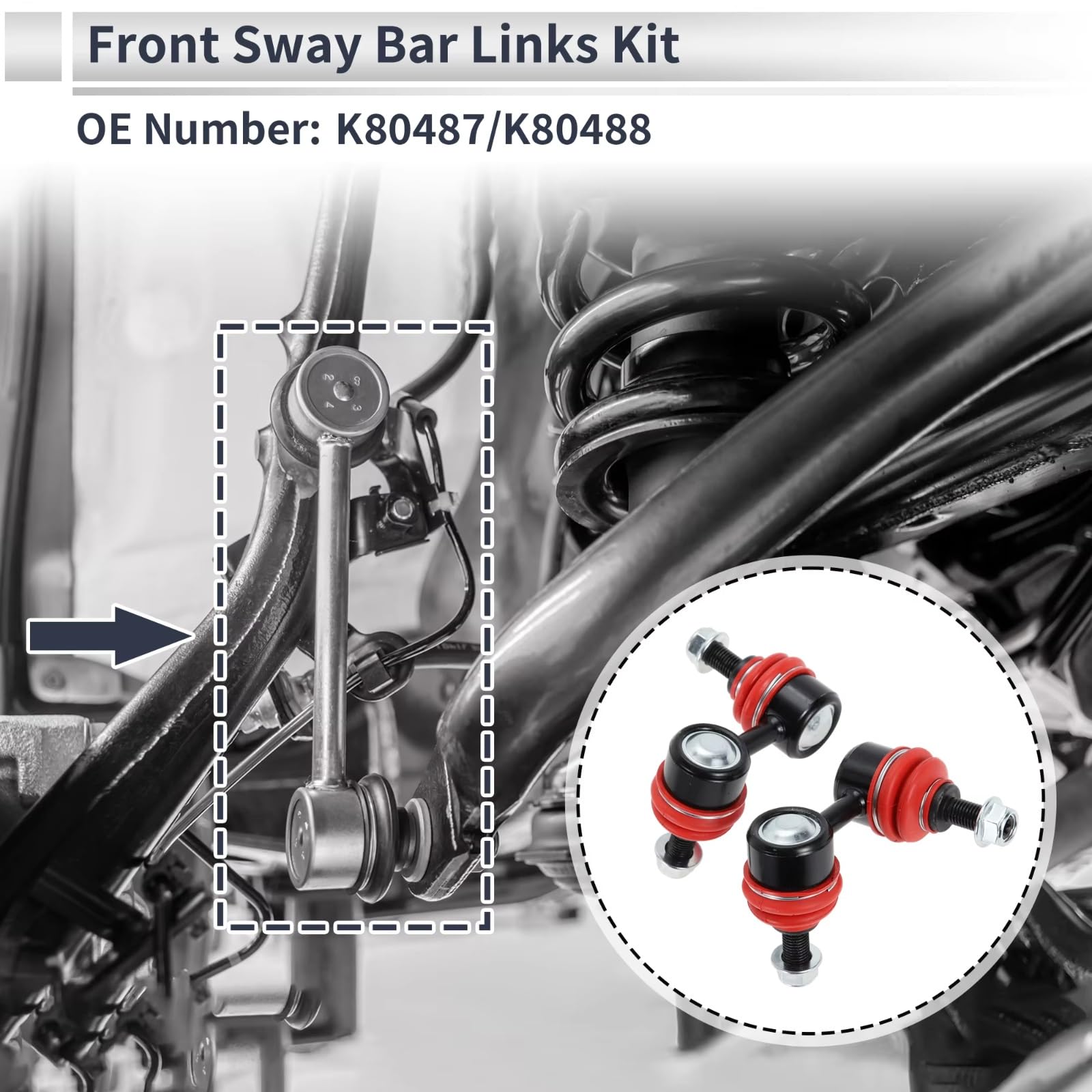 Bieletas de Barra estabilizadora Delantera (2 Piezas) Kit de bieletas de Barra estabilizadora Delantera K80487/K80488 Compatible con Acura RSX 2002 2003 2004 2005 2006