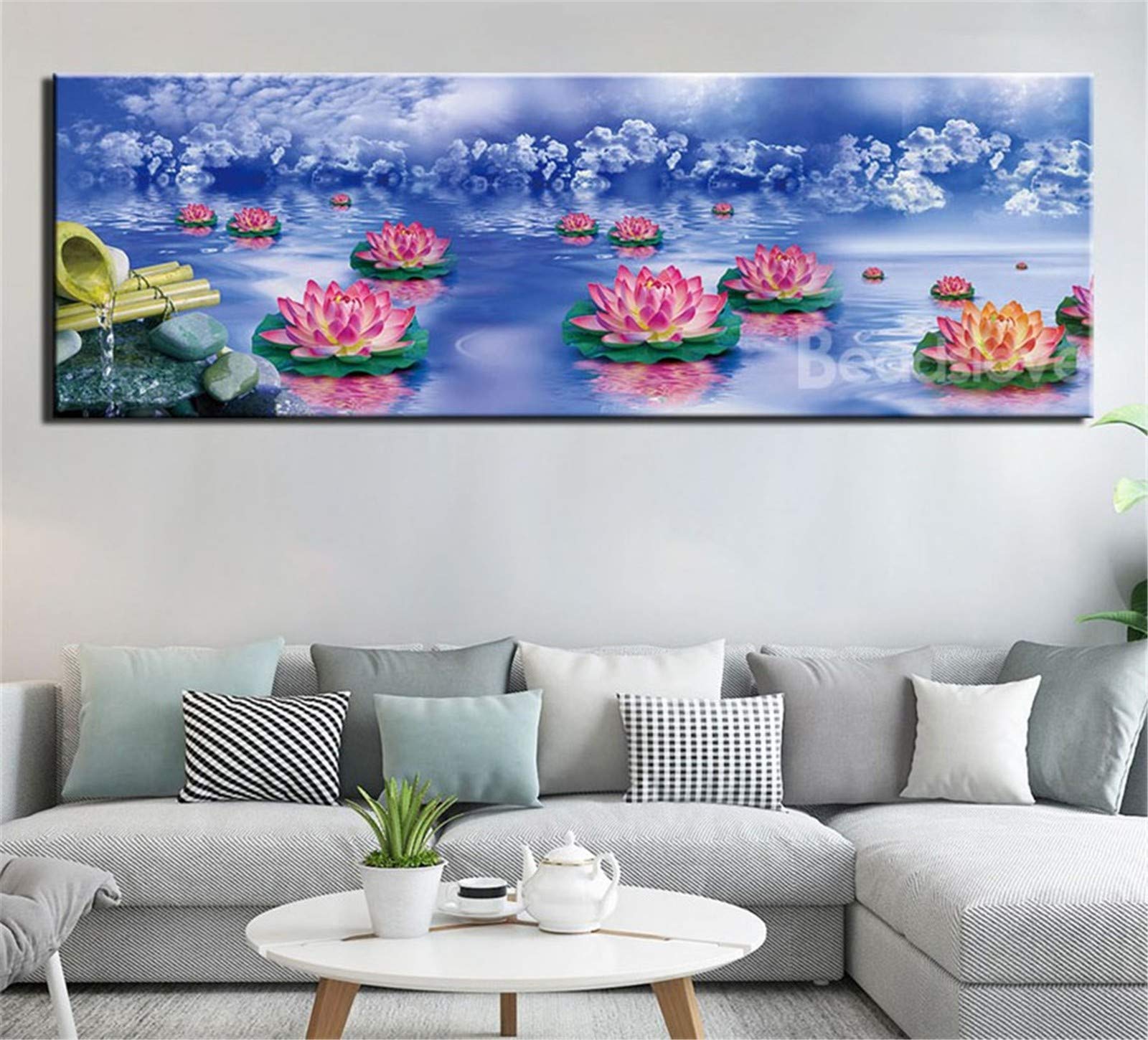 Diamond painting lotus 5d grand format 24x72 pour broderie diamant salon