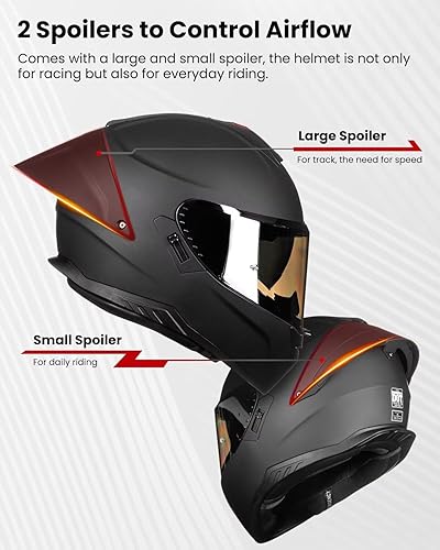 Miniatura 4 de ILM Cascos de motocicleta de cara completa para adultos, hombres y mujeres, DOT 2 Spoilers Powersports de doble visera Street Racing Modelo MF518