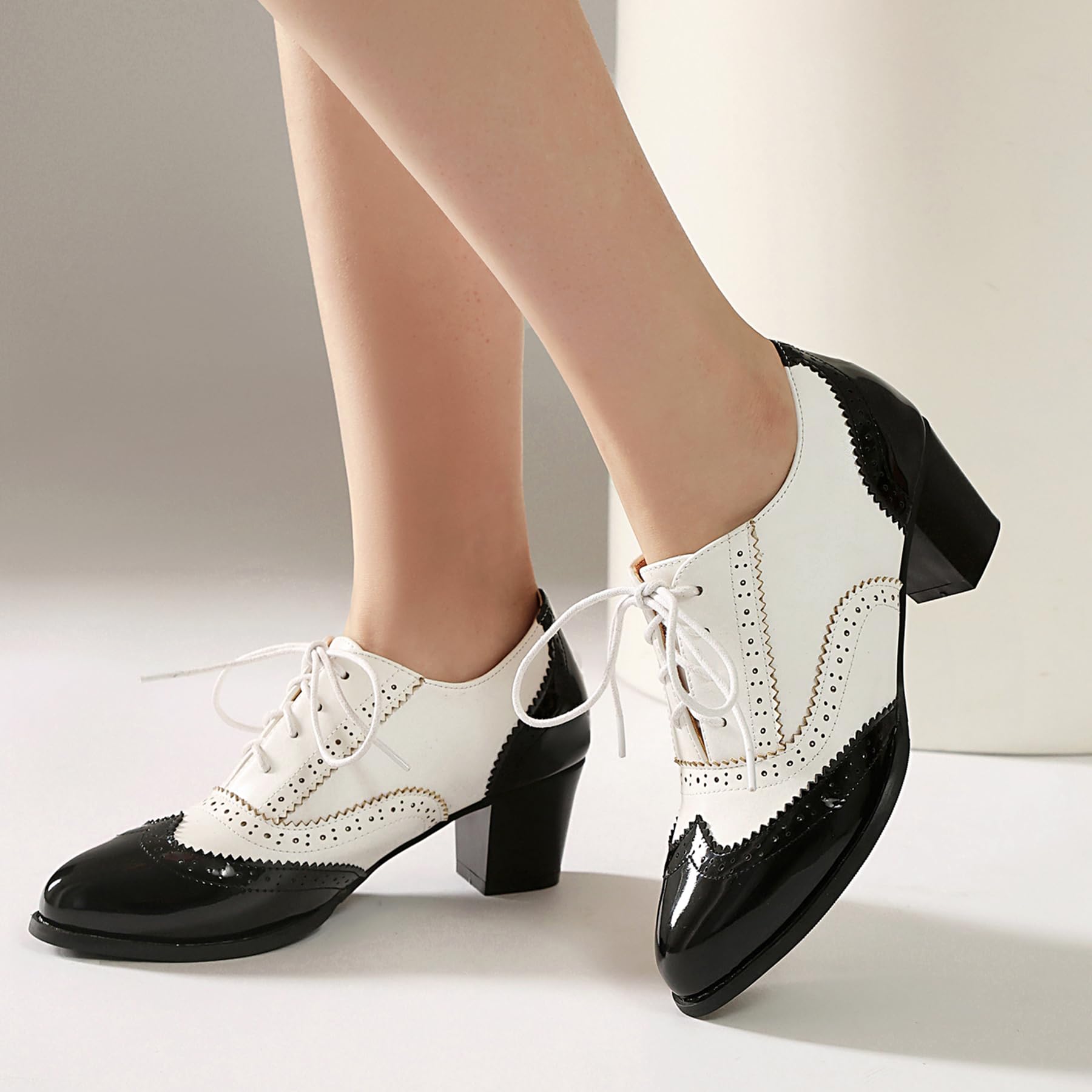 Gicoiz Charol Oxford Mujer Cordones Brogue Zapatos de Vestir