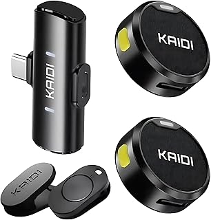 Kit com 2 microfones de lapela sem fio com redução de ruído – comp