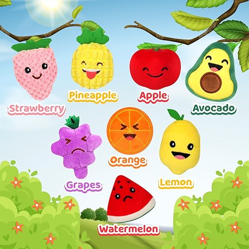 Miniatura 4 de Juguetes sensoriales para niños, paquete de 8 mini juguetes de peluche suaves de frutas para niñas o niños como decoración de fiesta, comida de