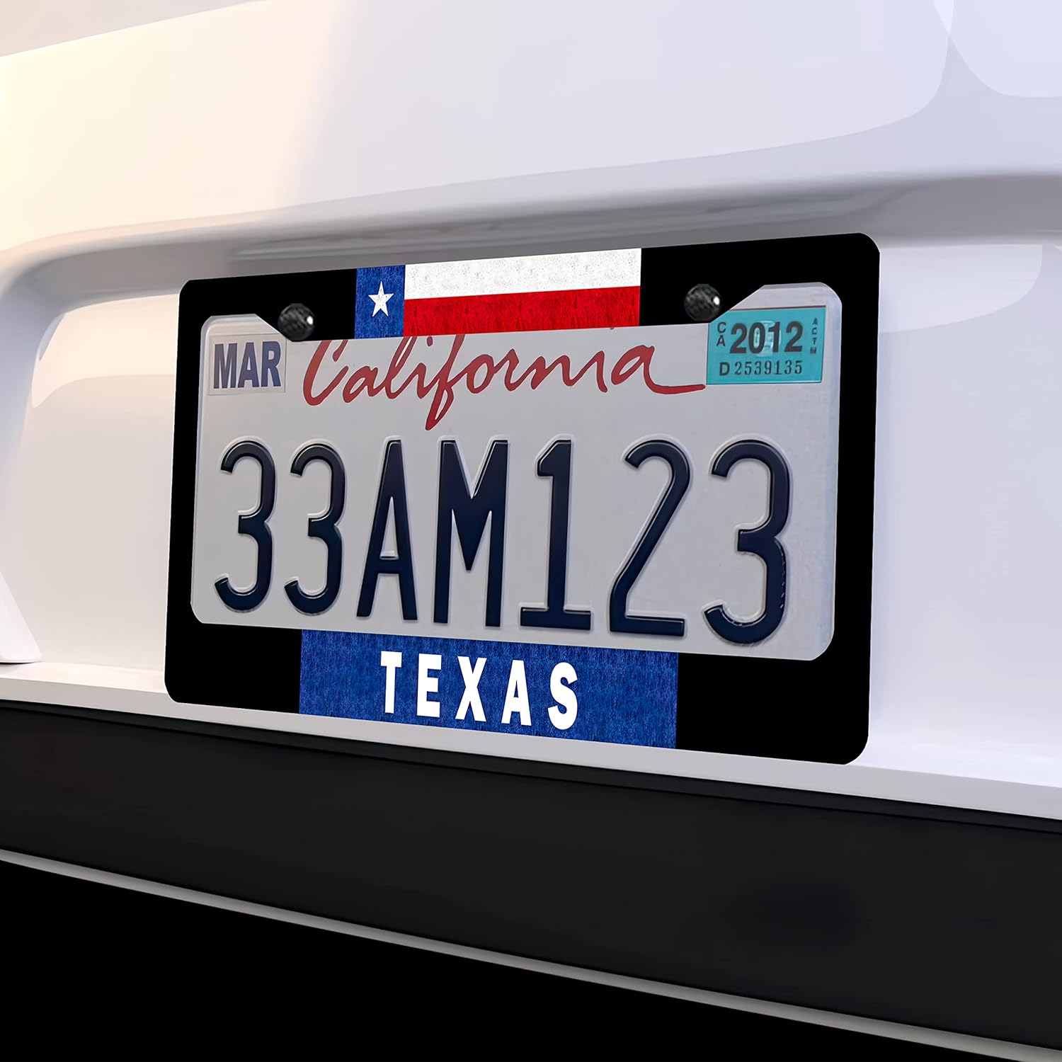 License Plate Frame,Texas Flag Tag Decorative Aluminum Metal Cover for Women,U S Canada Standard,Auto Vehicle Accessories 2 Holes with Screw Caps—12x6 Inch - Image 7