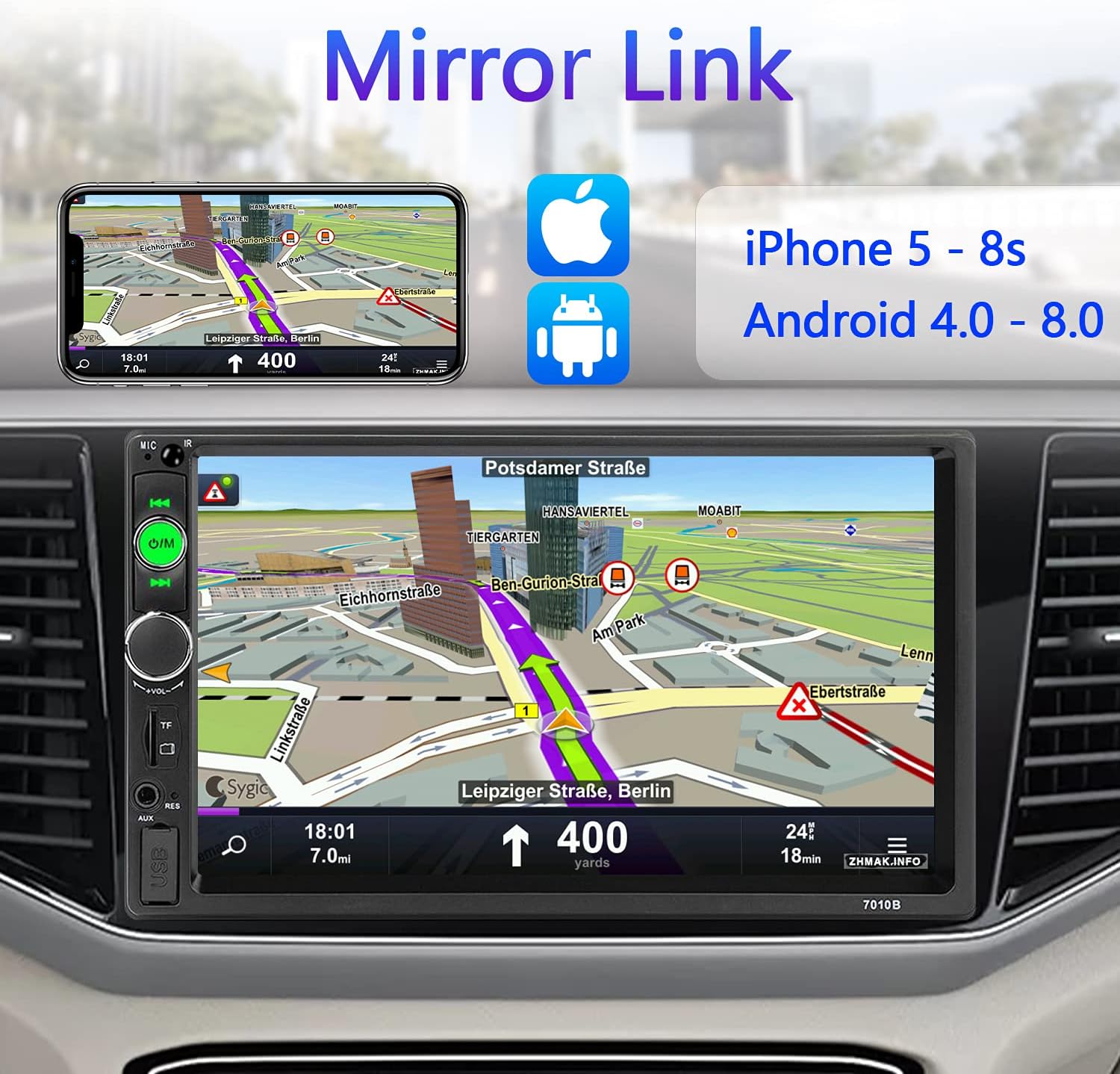 Mirror Link feature displaying navigation