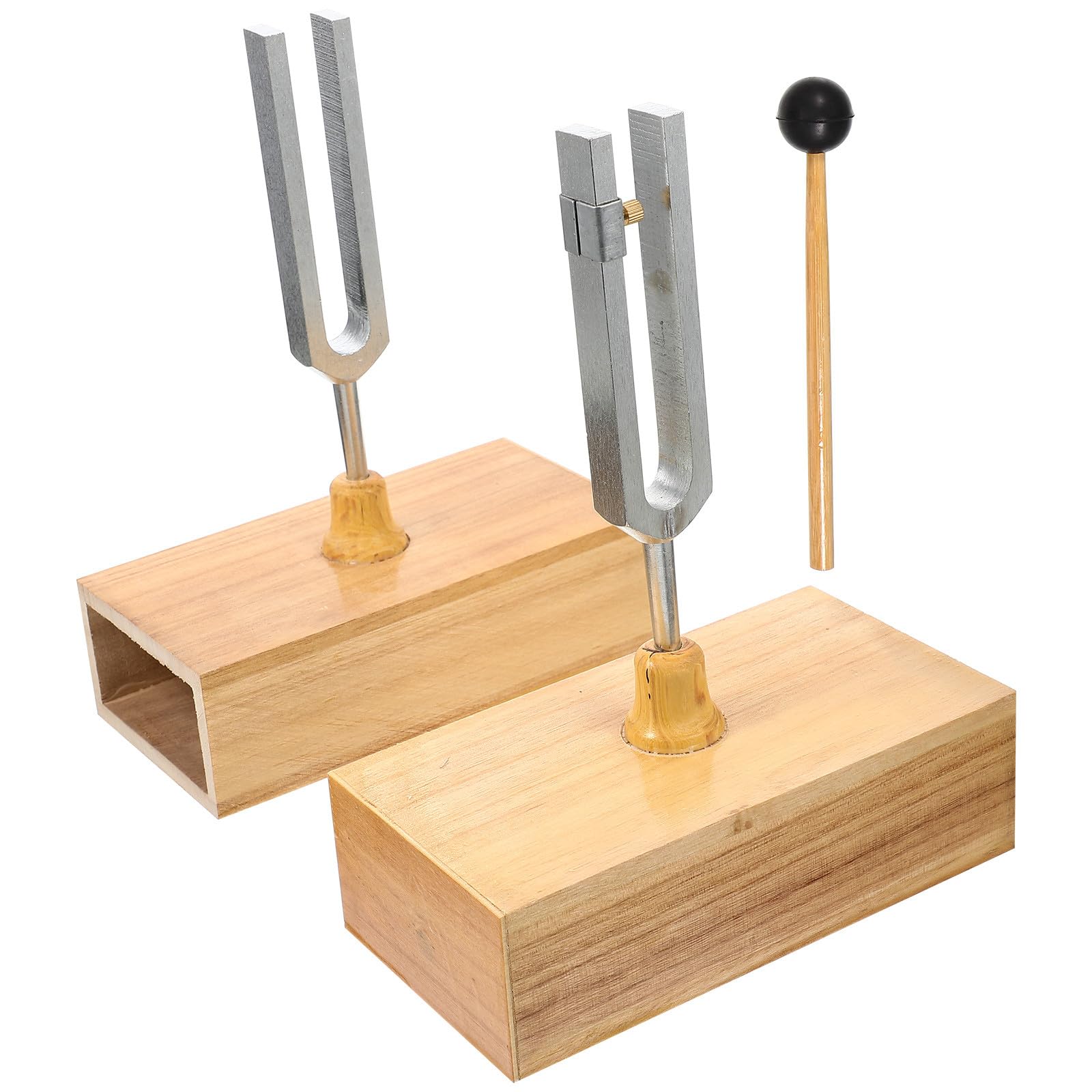 440hz Stimmgabel mit Holzsockel und Hammer für Experimente | Metallausführung, Klare Klangfarbe, Stabile Platzierung, 1 Satz für Unterricht und Akustiktests