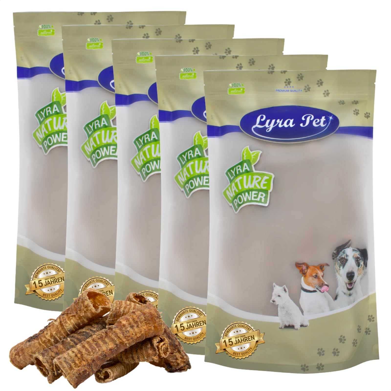 Lyra Pet® 5 kg Rinderstrossen mittel getrocknet - Kausnack für Hunde | Naturbelassenes, proteinhaltiges Leckerli - Nährstoffreiche Belohnung - Knorpelreich & bissfest - Gut verträglich