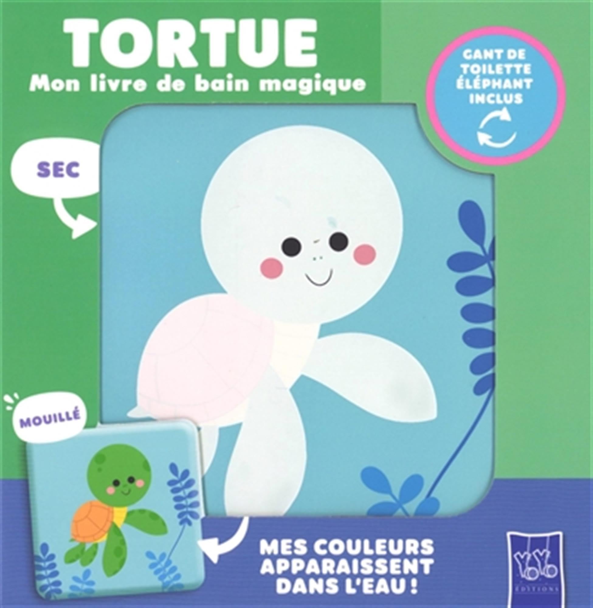 Livre et copain de bain: Tortue (gant de toilette éléphant)