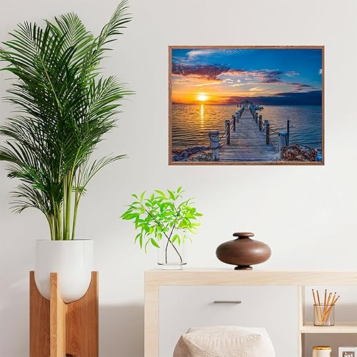 Miniatura 2 de LEARTDYY Kit de pintura de diamantes, muelle de muelle de muelle de muelle amanecer con herramientas para decoración de pared del hogar, taladro