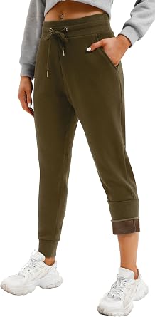 IUGA Fleece Lined Sweatpants Women Joggers with Pockets High Waisted Sherpa Winter Pants for Women Warm
