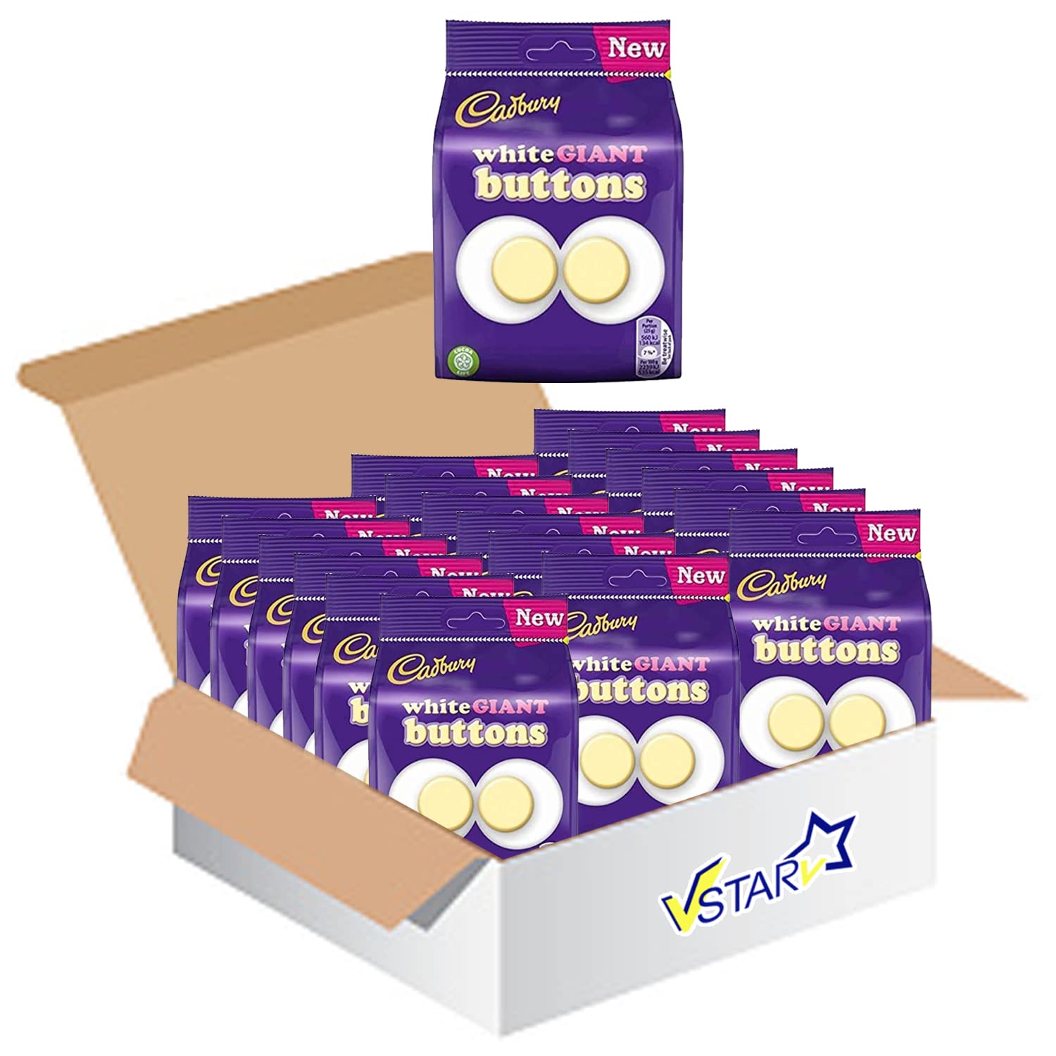 VSTARAll Chocolate Bars Collection (Dairy Milk Buttons White Bag 95g, Half Box)