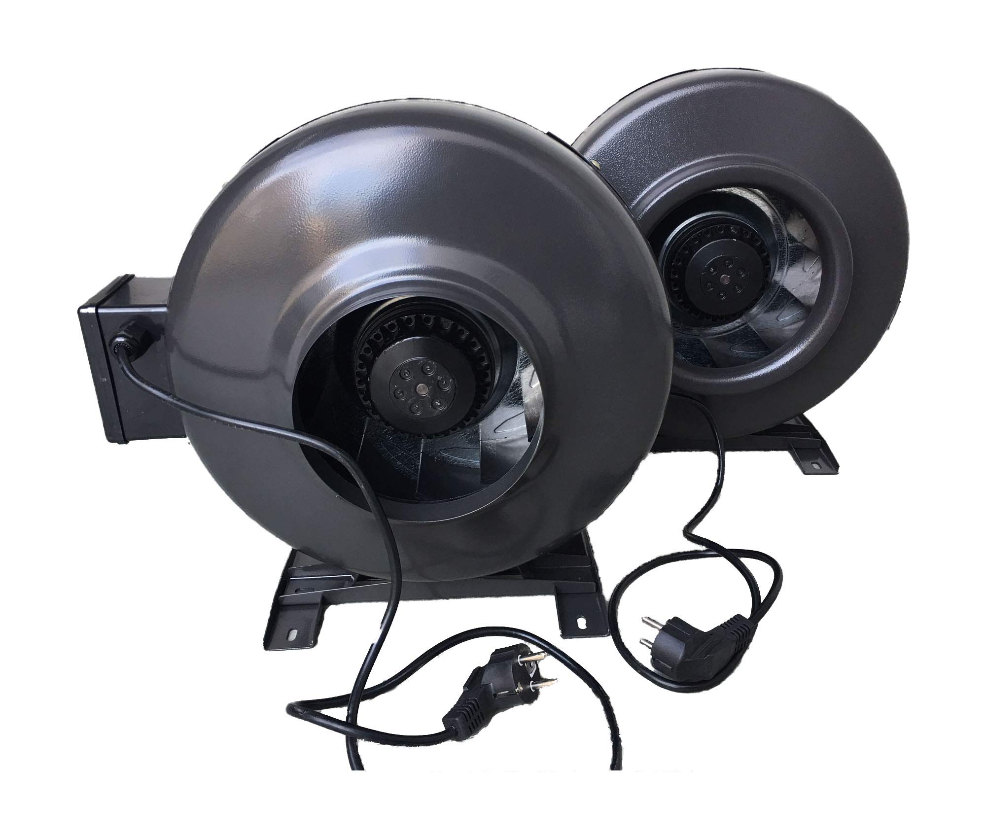 Rohrventilator 150 mm - 620 m³/h Luftstrom, 110W, 53 dB leise, Metallgehäuse, Rückwärtslaufrad, Kugellager, Industrie-Lüfter mit Basis & Kabel