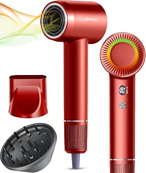 High-Speed Ionic Hair Dryer 150000 RPM Brushless Motor 500 Millions Negative Ionic Care Blow Dryer for Fast Drying Low Noise Thermo-Control Hairdryer, Travel with Magnetic Diffuser & Nozzle