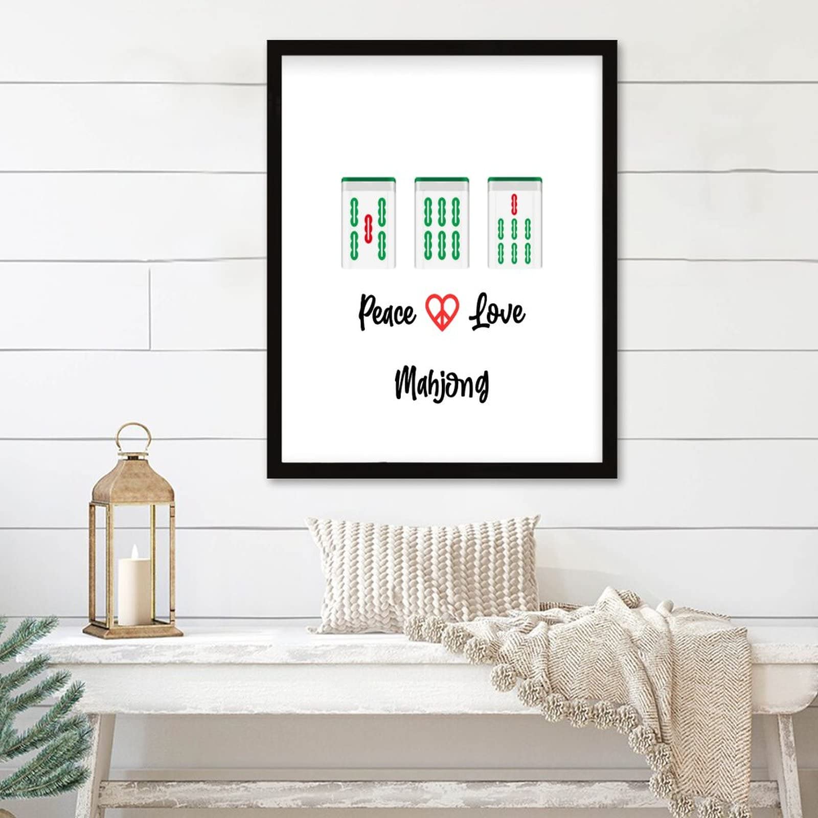 Tableau encadré Peace Love Mahjong de qualité supérieure pour cuisine