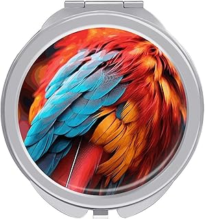 Portable Travel Makeup Mirror, Colorful Feath...