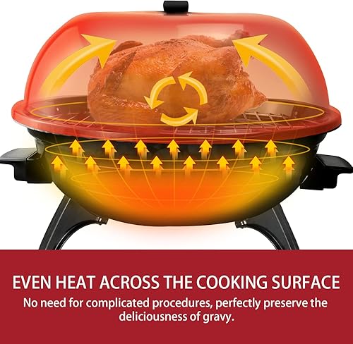 Miniatura 5 de Techwood - Parrilla eléctrica para barbacoa de 15 porciones para interiores y exteriores, diseño de doble capa, parrilla portátil extraíble, 1600 W