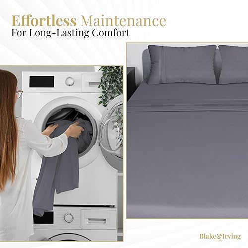 Miniatura 6 de Blake & Irving Group Juego de sábanas tamaño individual  3 piezas de 100 GSM, sábanas refrescantes transpirables, doble cepillado, resistentes a las