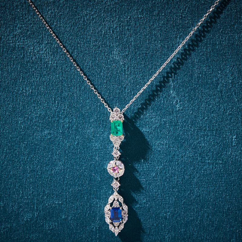 Ensemble collier boucles d'oreilles femmes en argent S925 et pierres de couleur