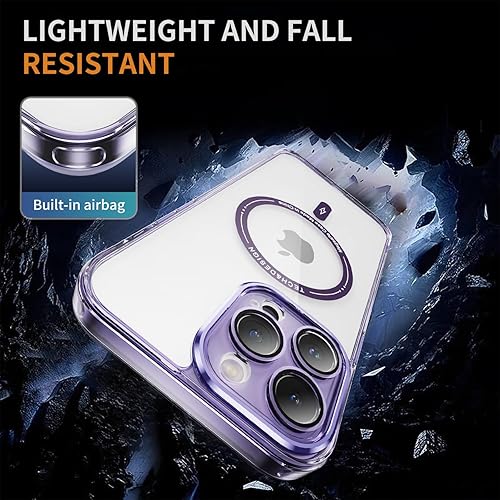 Miniatura 4 de Funda para iPhone 15 Pro con protector de pantalla compatible con MagSafe Diseño transparente magnético Anti amarillamiento Antideslizante Bonita
