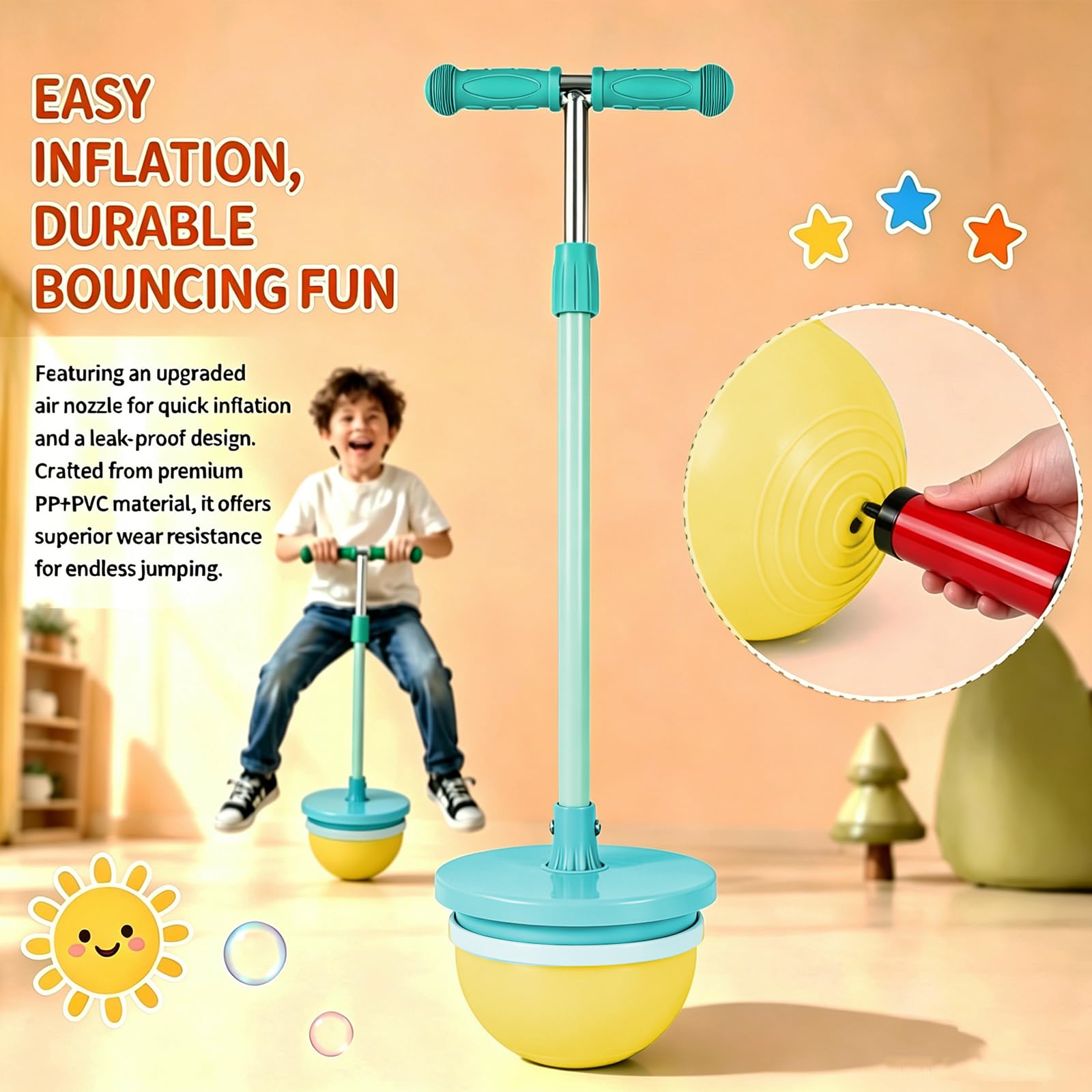 Hüpfbälle, Pogo Ball mit Griffen, Hüpfspielzeug Outdoor, Für Innen Und Außen Kinder Jungen Mädchen Teen Weihnachtsfeier Geburtstag (Blau)