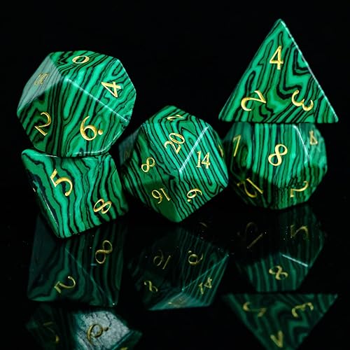 Miniatura 4 de UDIXI Juego de dados DND de piedra 7 dados de piedras preciosas naturales para mazmorras y dragones dados DD hechos a mano para juegos de mesa MTG