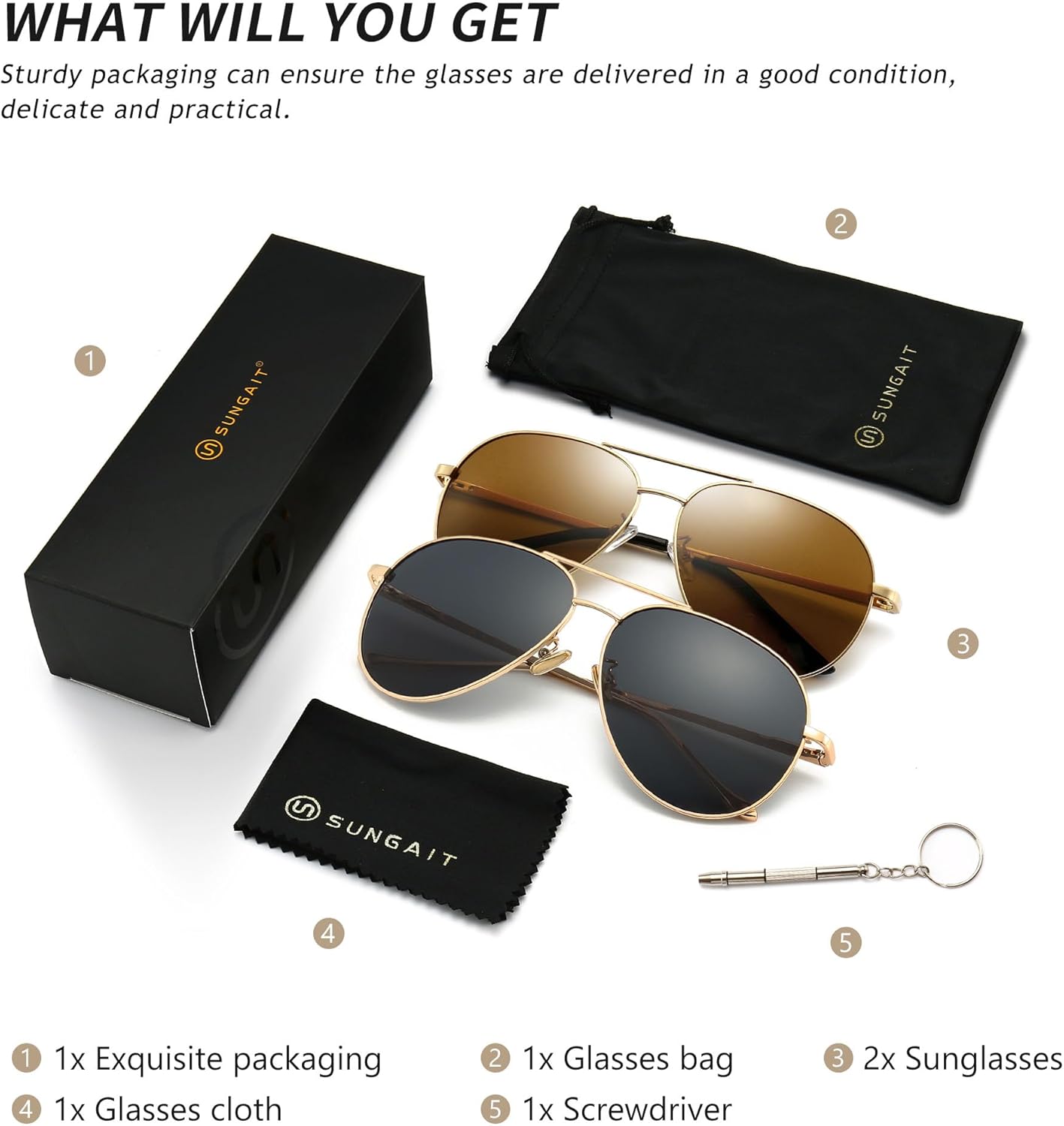 SUNGAIT Women's Lightweight Oversized Aviator Sunglasses - Classic Style Polarized Lens - Image 7