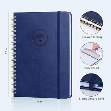 Address Book with Alphabetical Tabs-Address and Password Book for Seniors - Hardcover Spiral Bound Phone Book- Record Contacts, Website Login Passwords, Special Days -5.7 x 7.7, Navy Blue