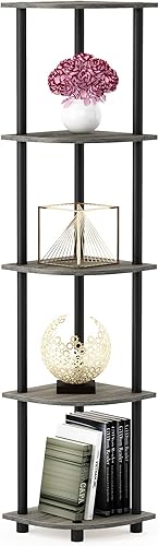 Miniatura 129 de Furinno Turn-N-Tube - Estantes de almacenamiento, estante para libros de 3 niveles, estante esquinero, estantes abiertos sin herramientas, para