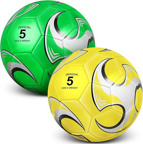 Miniatura 1 de Paquete de 2 pelotas de fútbol tamaño 5, tamaño 4, tamaño 3, pelota de fútbol para niños, pelota de fútbol juvenil para jóvenes con bomba de fútbol