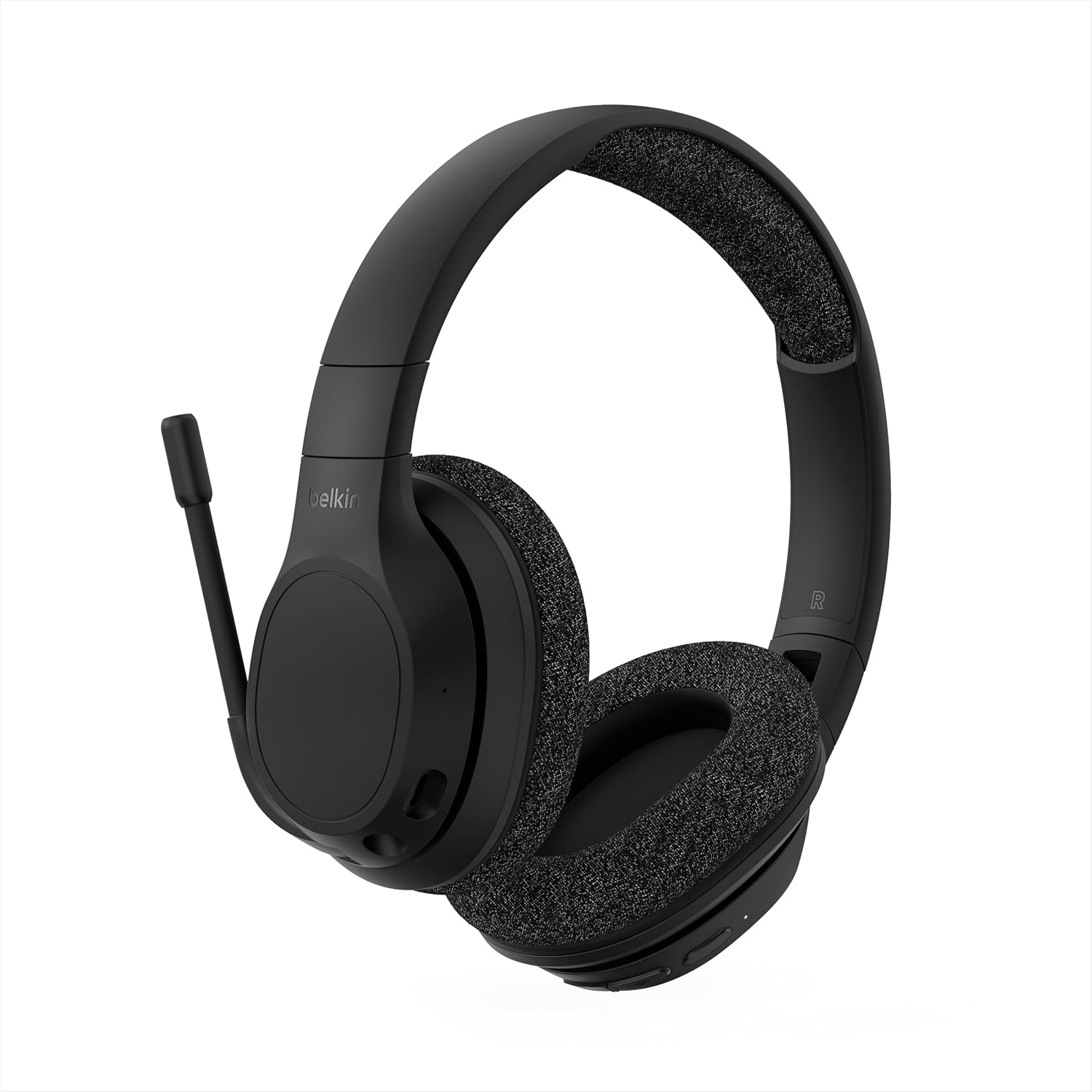 Belkin SoundForm Adapt Wireless Over-Ear Headset,Headphones for Work, Play, Gaming, & Travel w/Built-in Boom Microphone, 45H Battery Life - Compatible with iPhone, iPad, Galaxy, and More - Black