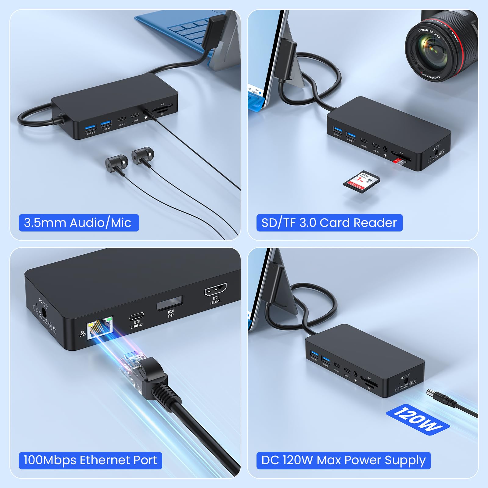 Amazon | Microsoft Surface Dock トリプルディスプレイ 4K HDMI+DP+