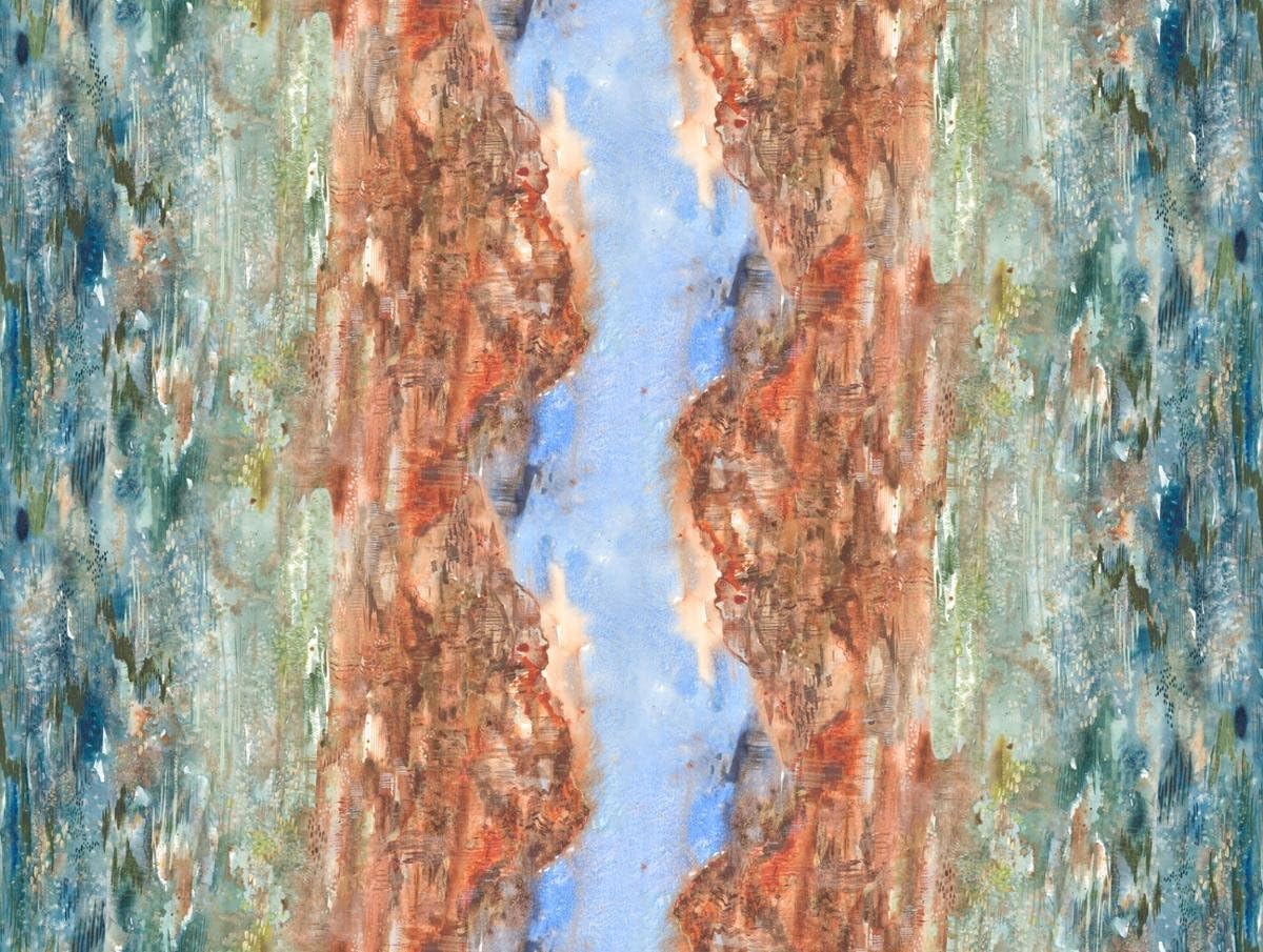 Moda Desert Oasis by Create Joy Project 39761 11 Horizon Desert Fade Landscape Fabric