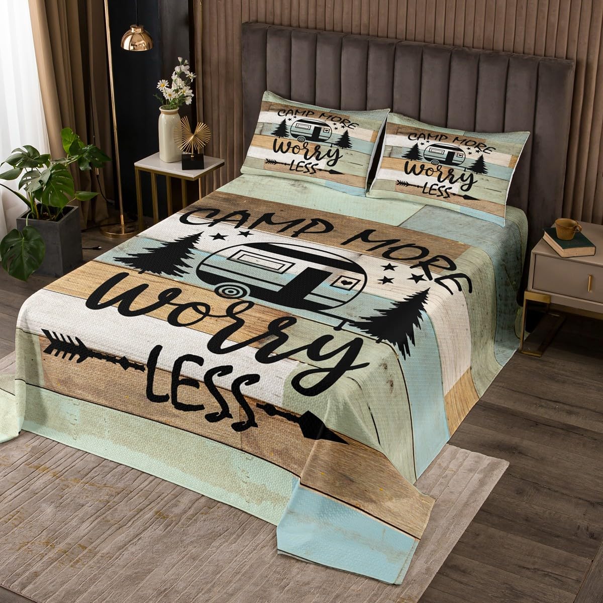 Couvre-lit matelassé camping pour rénover la literie d'un camping-car familial