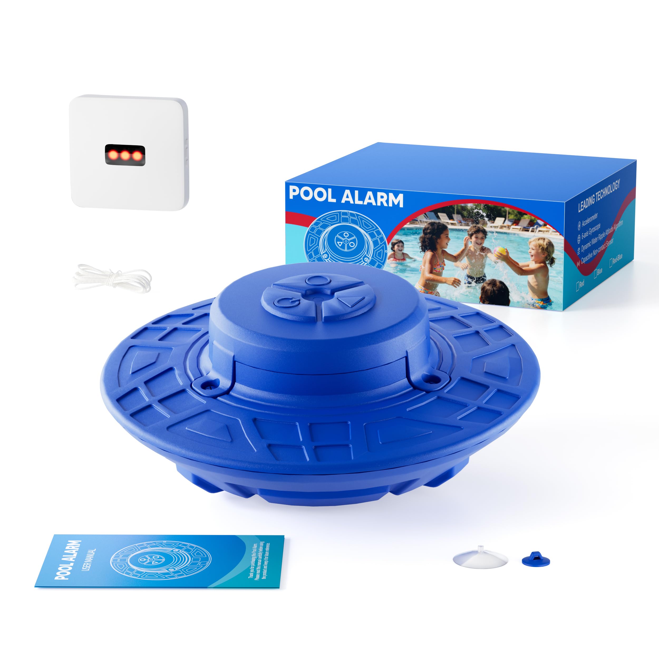 Photo 1 of Pool Alarm, Pool Alarm for Inground & Above Ground Pools, Loud Pool Safety Alarms on Home and Pool Units, Helps Protect Kids or Pets, Easy Installation with Adjustable Sensitivity, Blue (Blue)