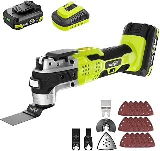 Oscillating Tool, 6-Speed Variable, 20V Cordless Oscillating Multi-Tool with 3.2° Oscillation Angle, 2.0Ah Battery & Charger Included, 22pcs Saw Accessories for Cutting, Sanding and Scraping