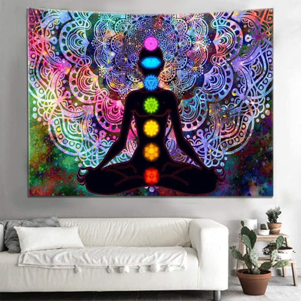 TTBDDM Arazzo indiano hippie mandala, Yoga meditazione con 4 clip e 4 ganci, per studio, camera da letto, studio di yoga