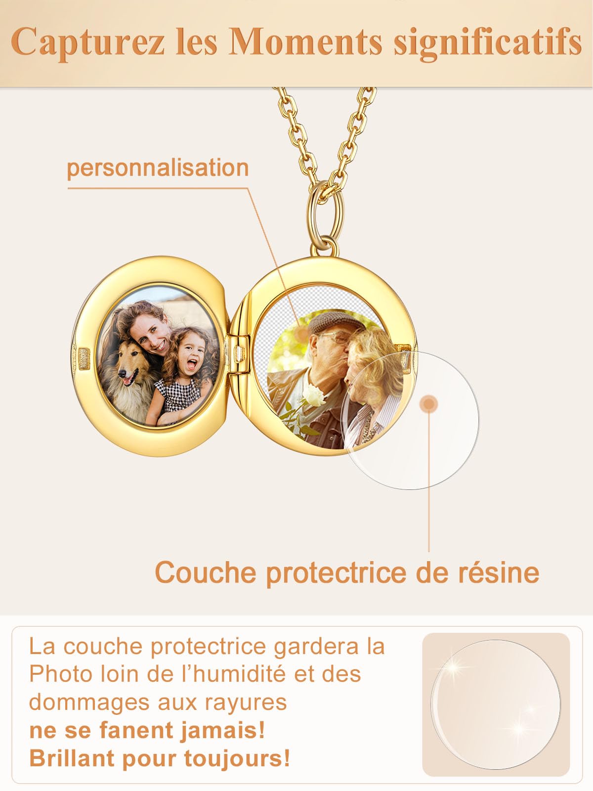 Custom4U Cadeau personnalisé pour femme - Médaillon ovale en argent sterling pouvant contenir des photos - Pendentif photo personnalisé avec chaîne de 40,6/45,7/55,9 cm, cadeau élégant pour