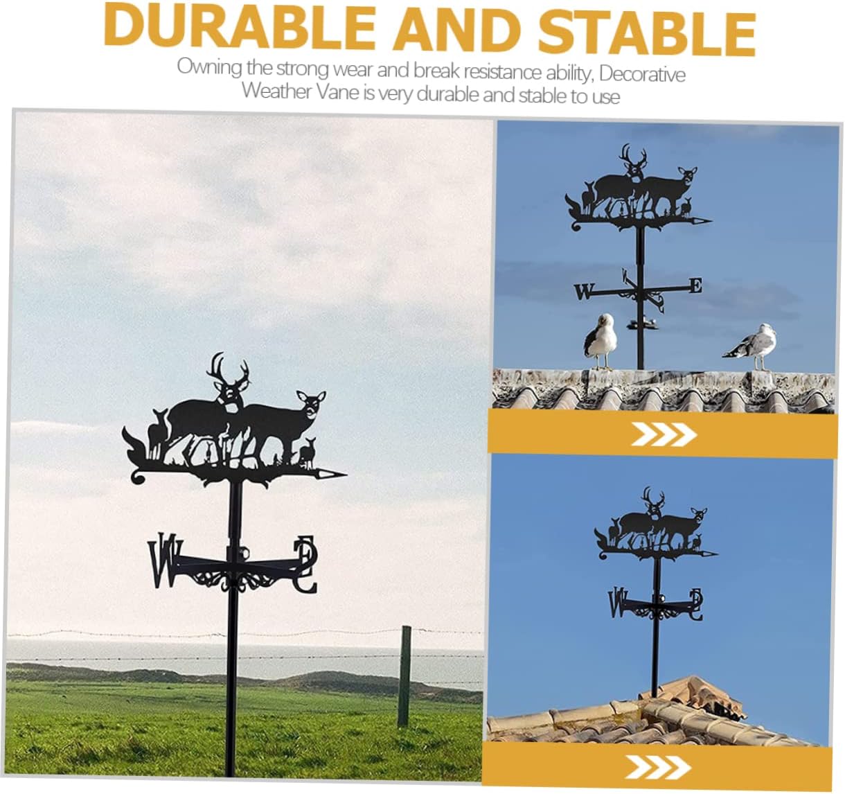 1 Set Weather Vane Decoration Garden Decor for Outside Wind Vane Indicator Weather Vanes Direction Deterrent for Garden Large Christmas Weather Vane Outdoor Decor