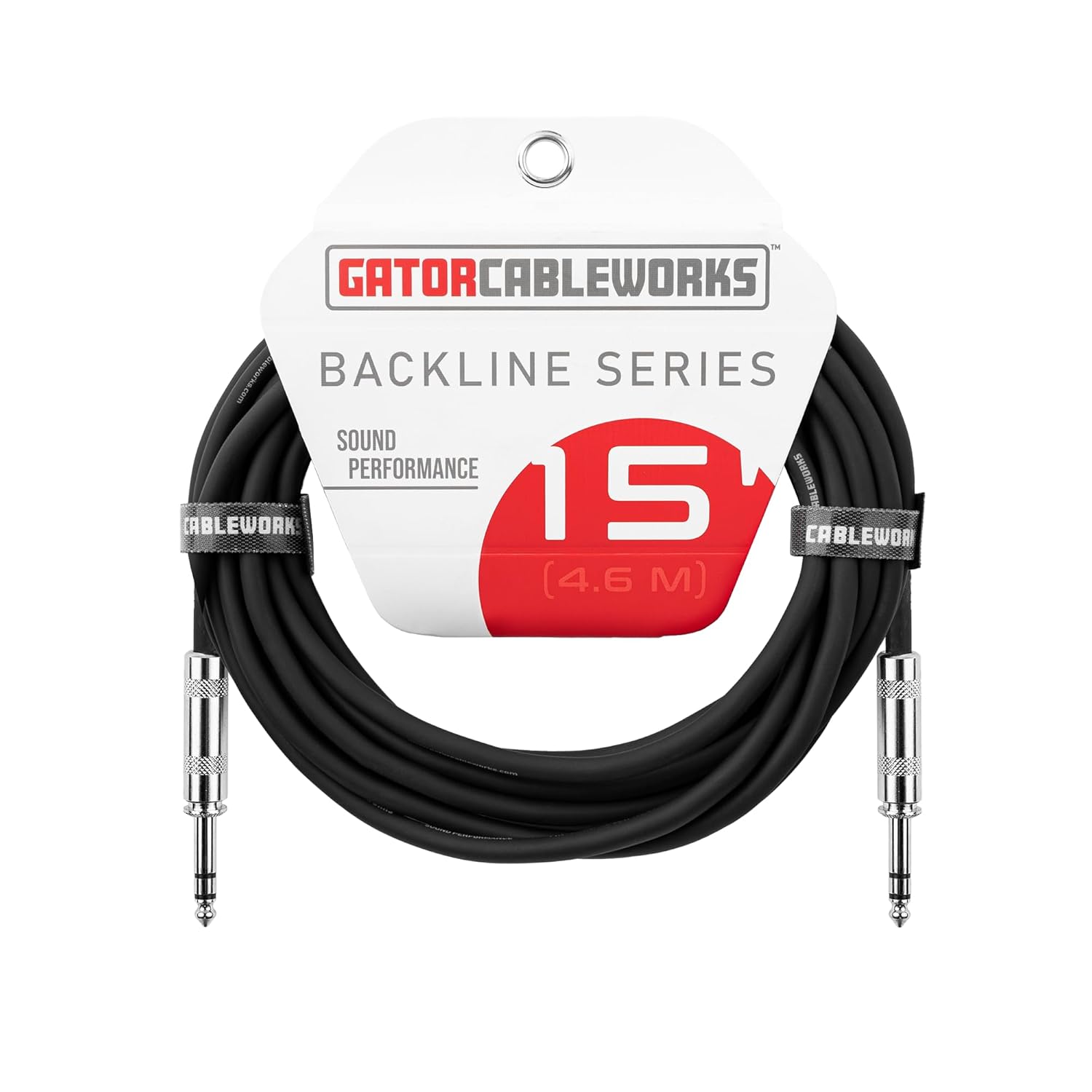 Cableworks by Gator Cases Backline Series 15-Foot TRS ¼” Male to Male Balanced Patch Cable (GCWB-BPC-15)