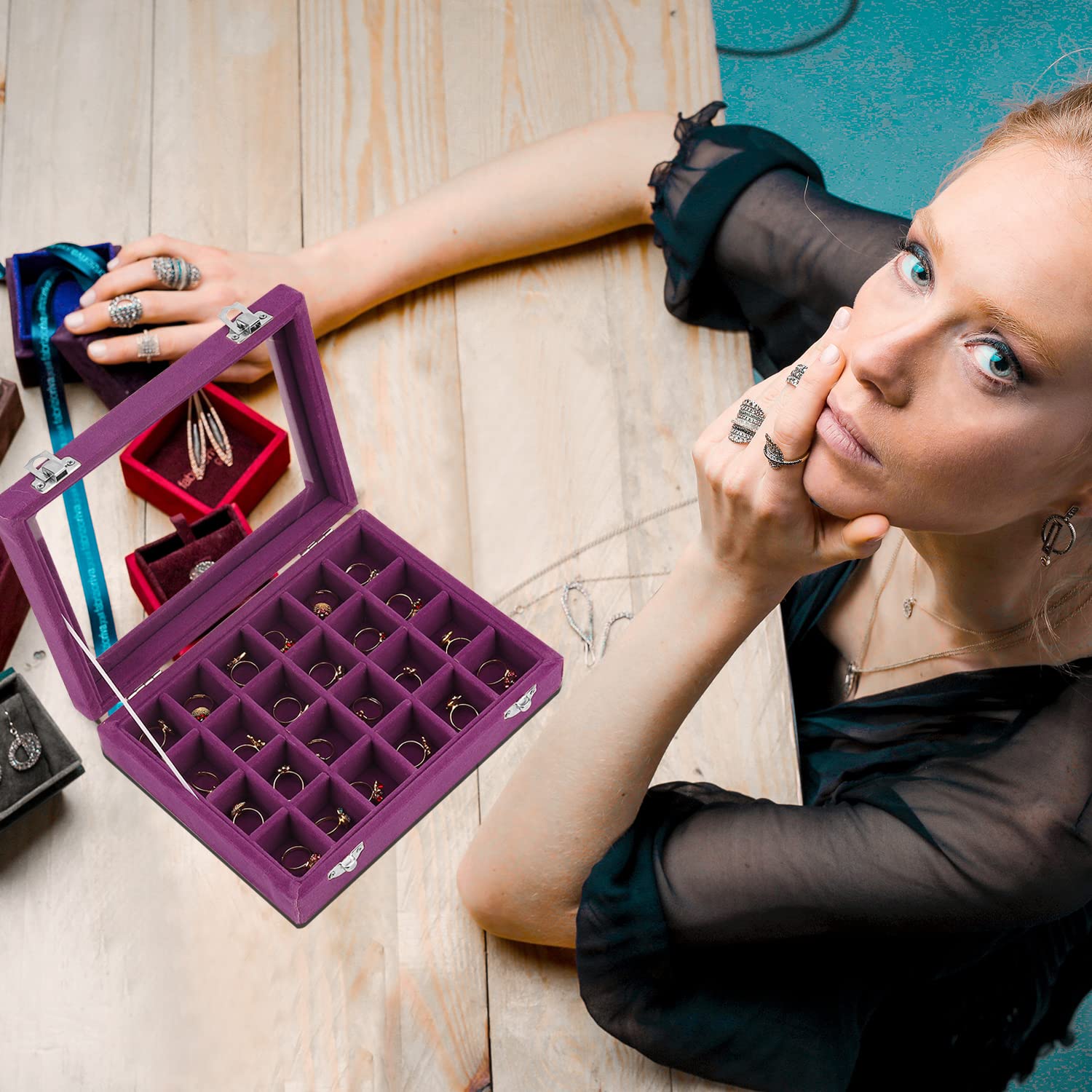 DECARETA Boîte à Bijoux Offret à Bijoux 12 Compartiments En Velours