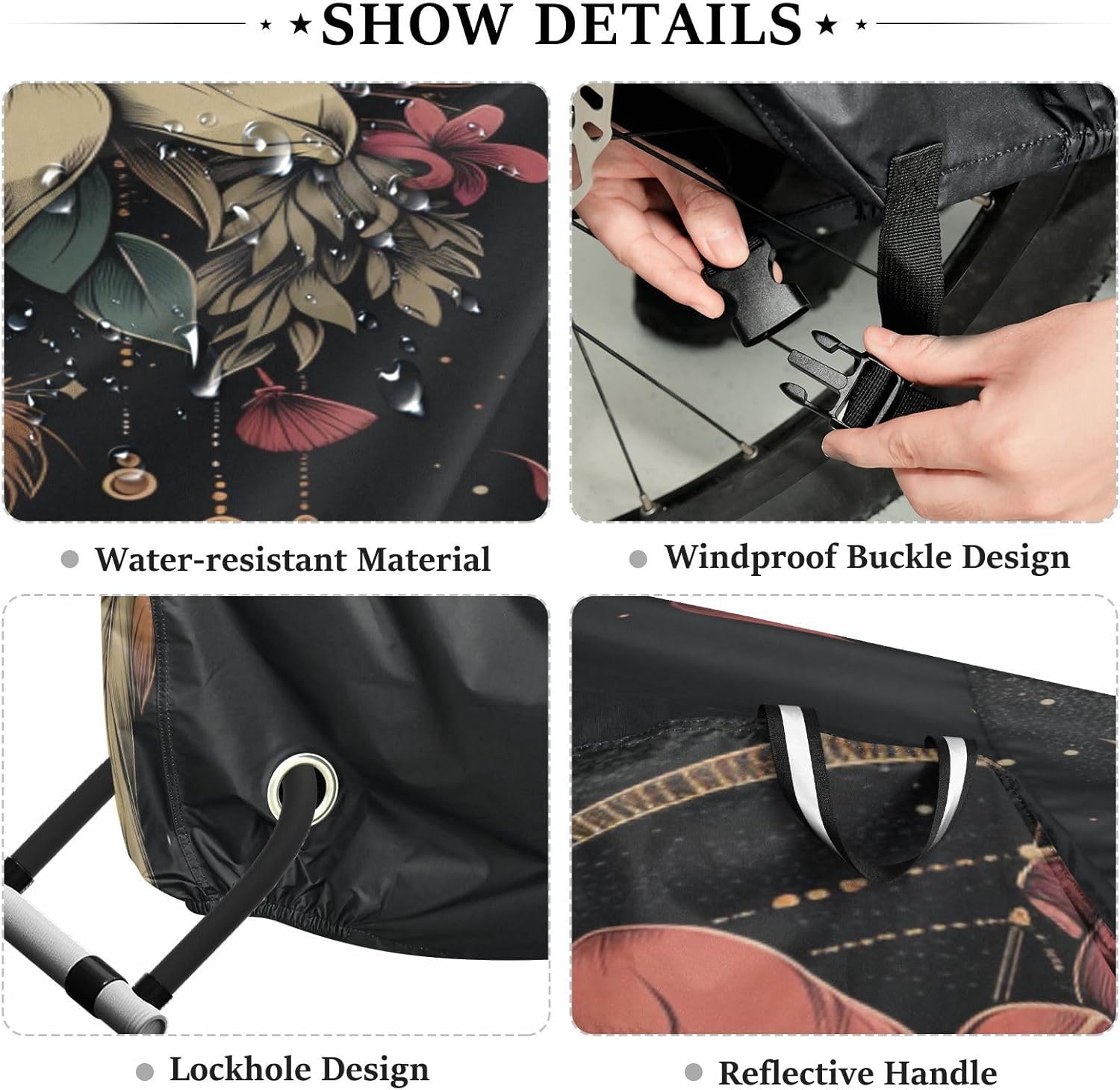 ALAZA Dreamcatcher Lily Flower Bike Cover Waterproof Outdoor Ebike Bicycle Covers Tarp Protection for 1/2 Bikes, Sun UV Dust Wind Proof