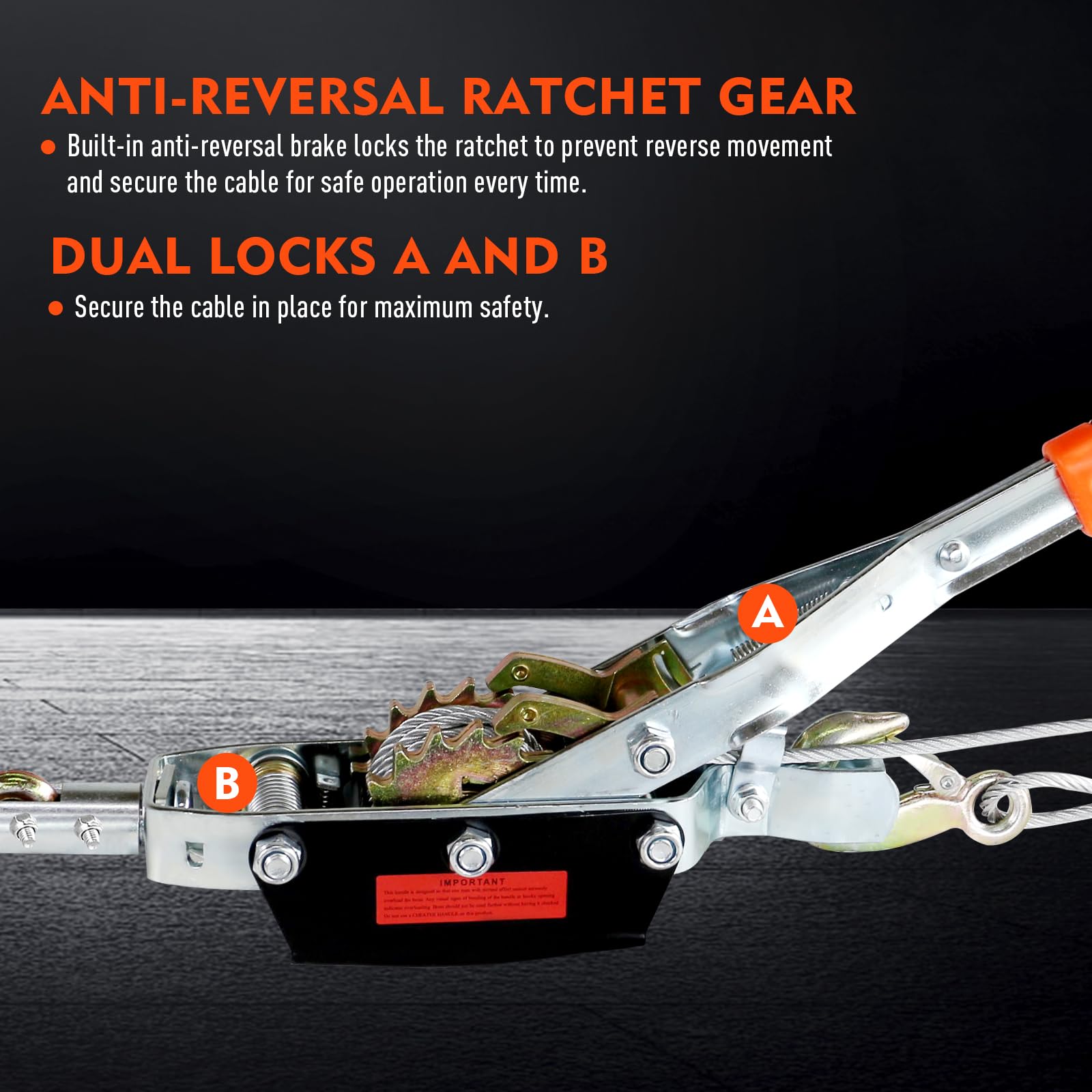 4 Ton Come Along Winch - 8800lbs Pulling Power -3