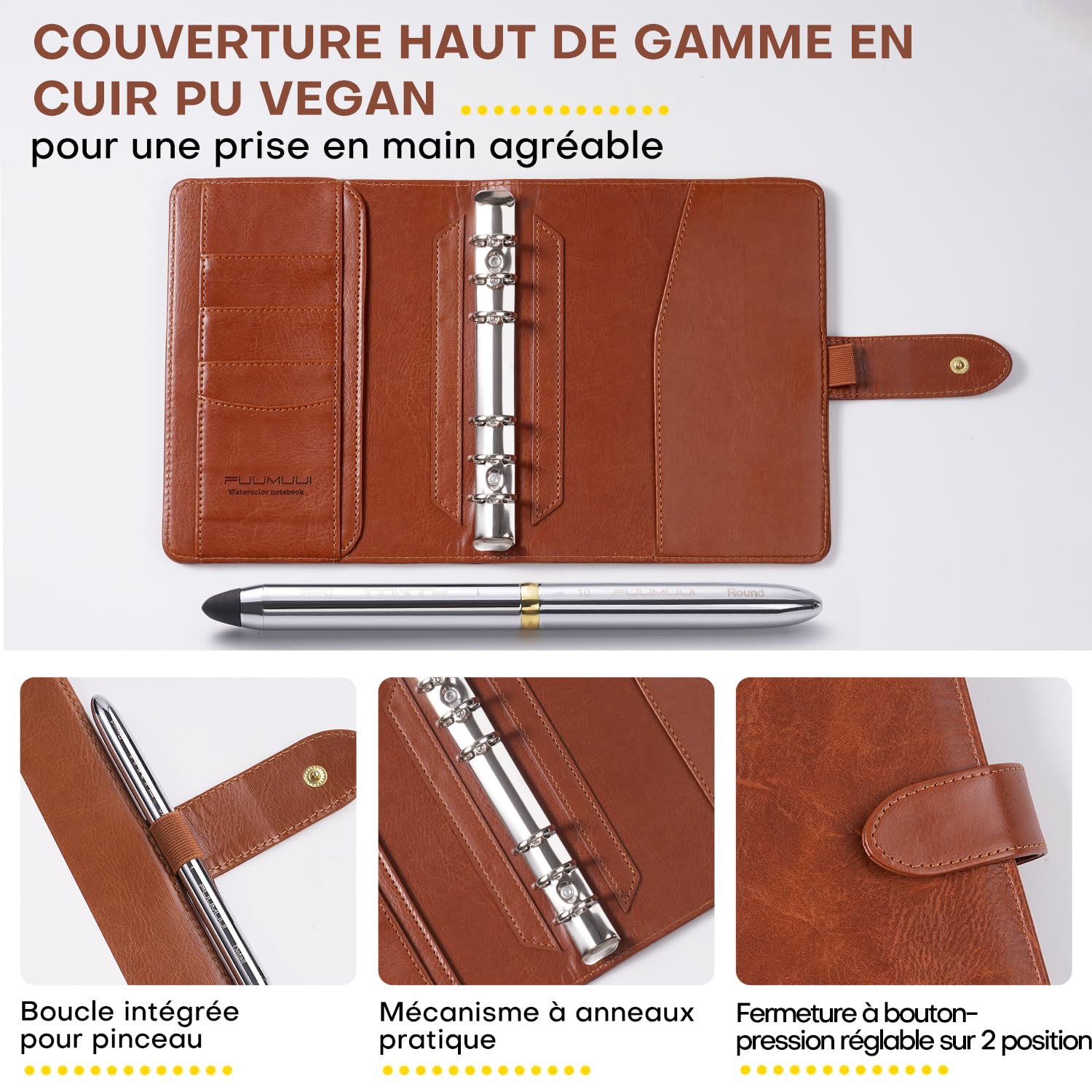 kit Peinture Aquarelle Voyage - 36 Couleurs avec Pinceau de Voyage, Papiers aquarelle 100% Coton, Couverture en Cuir PU | Set de Carnet de Croquis Aquarelle Voyage | idéal pour Artistes et Amateurs
