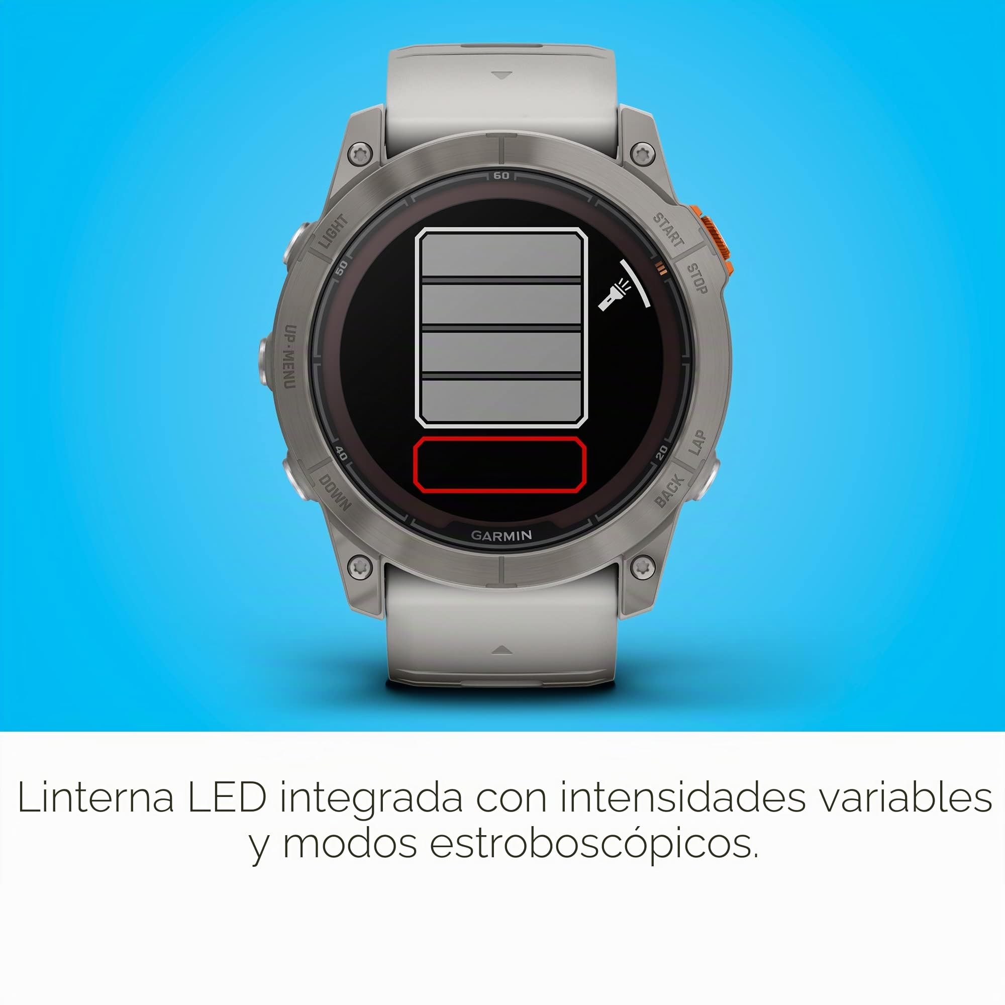 Garmin fēnix 7X Pro Sapphire Solar, Reloj Inteligente GPS Multideporte, Linterna integrada, Capacidad de Carga Solar, Gris Niebla/Naranja ámbar
